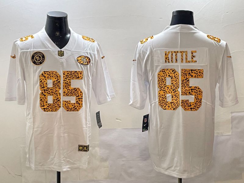 Men San Francisco 49ers #85 Kittle White Panther pattern Nike 2025 Limited NFL Jersey style 3